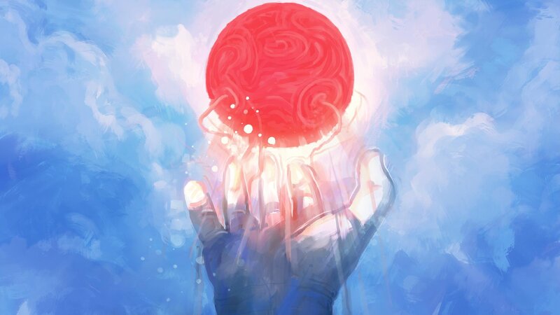Hand Holding Red Sphere
