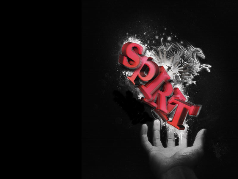 hand holding red text spirit