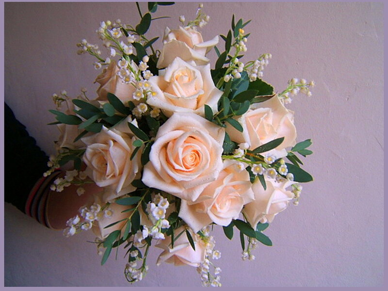 Hand Holding Rose Bouquet — Pink