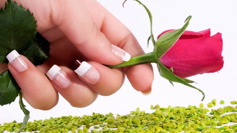 Hand Holding Rose — White, Calm