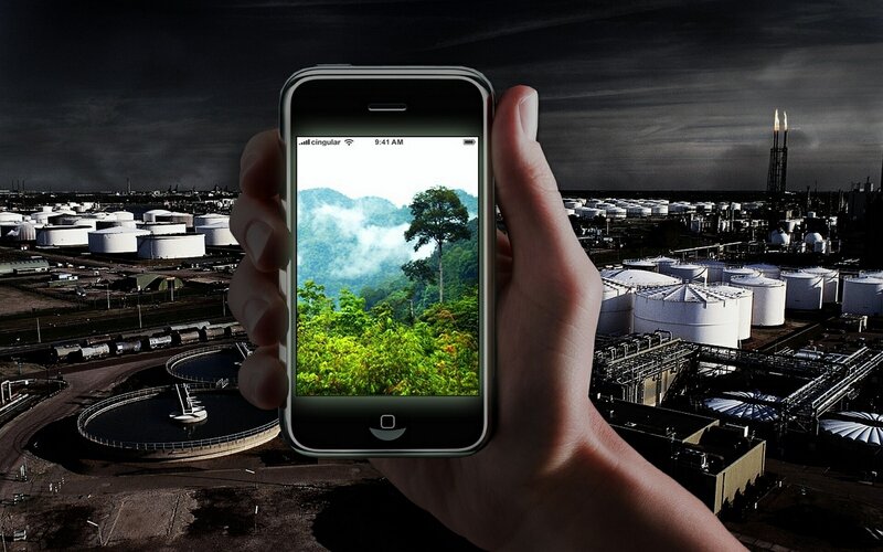 Hand Holding Smartphone — Black, Dramatic