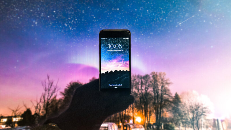 Hand Holding Smartphone — Blue, Serene