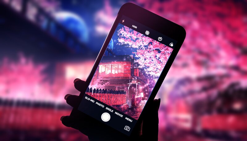 Hand Holding Smartphone — Pink, Dreamy