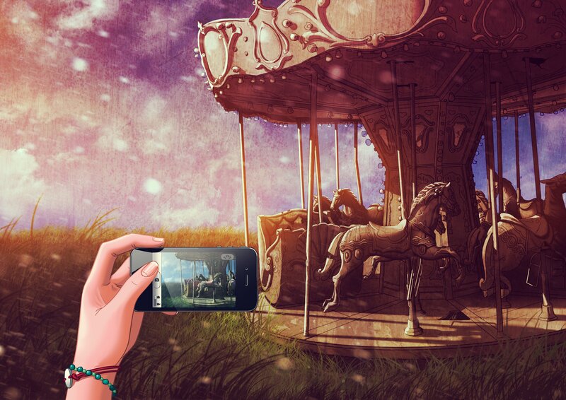 Hand Holding Smartphone — Purple, Dreamy