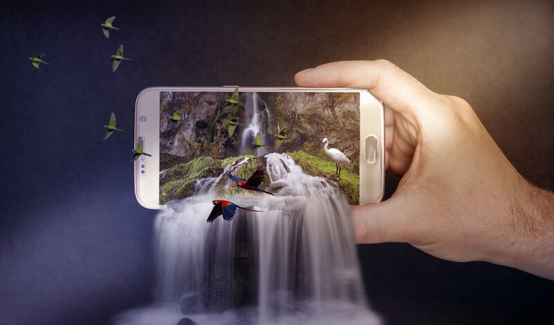 Hand Holding Smartphone — White, Dramatic