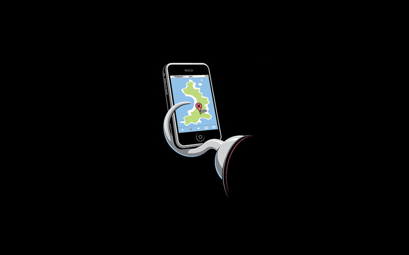hand holding smartphone with map