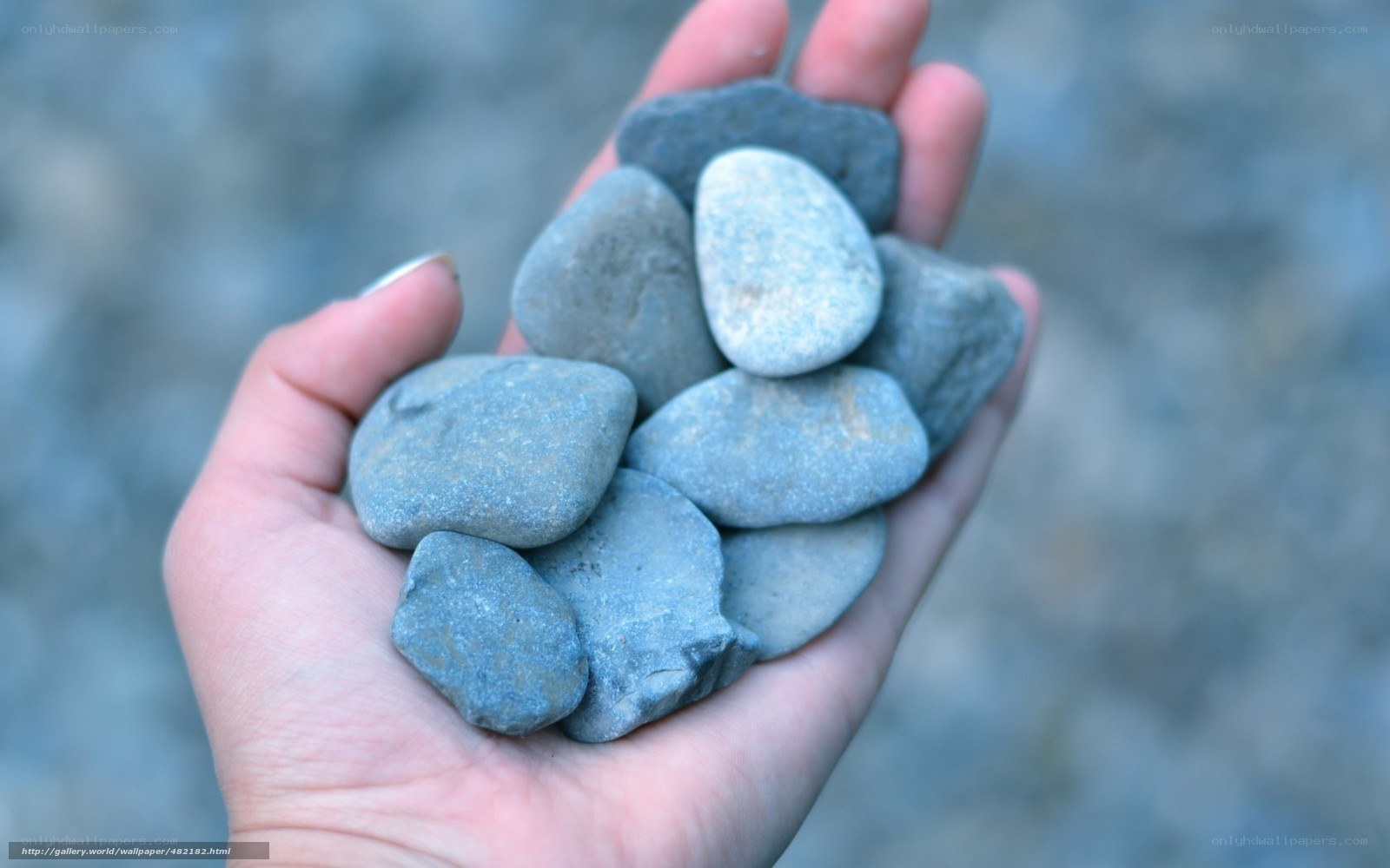 hand holding smooth stones