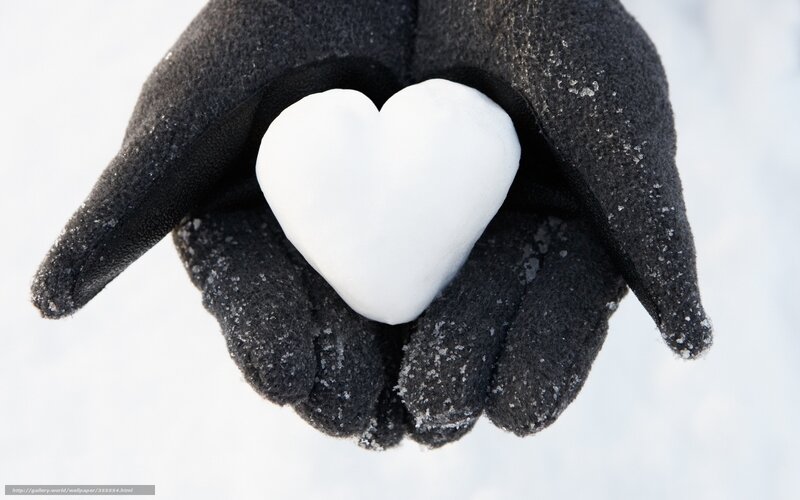 hand holding snow heart