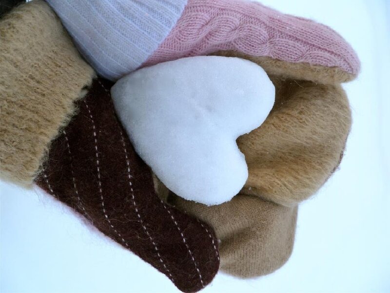 Hand Holding Snow Heart — White