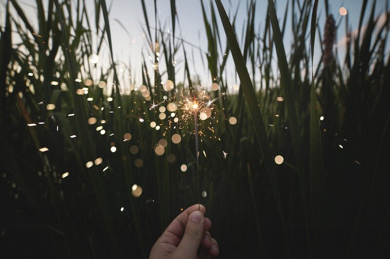 Hand Holding Sparkler — Green