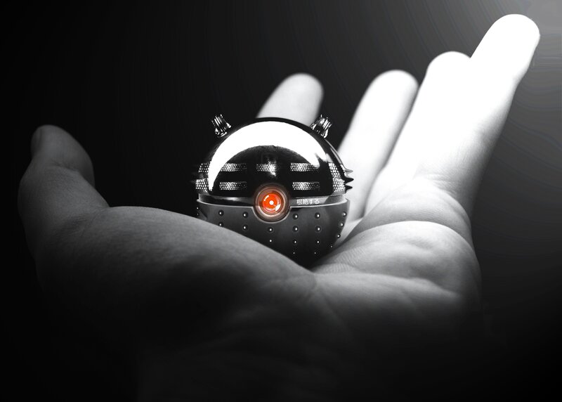 Hand Holding Spherical Device — Black