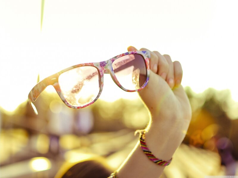 Hand Holding Sunglasses — Yellow, Bright, Afternoon