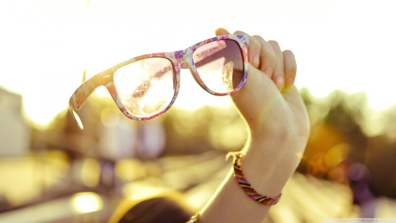 Hand Holding Sunglasses — Yellow, Bright, Sunset
