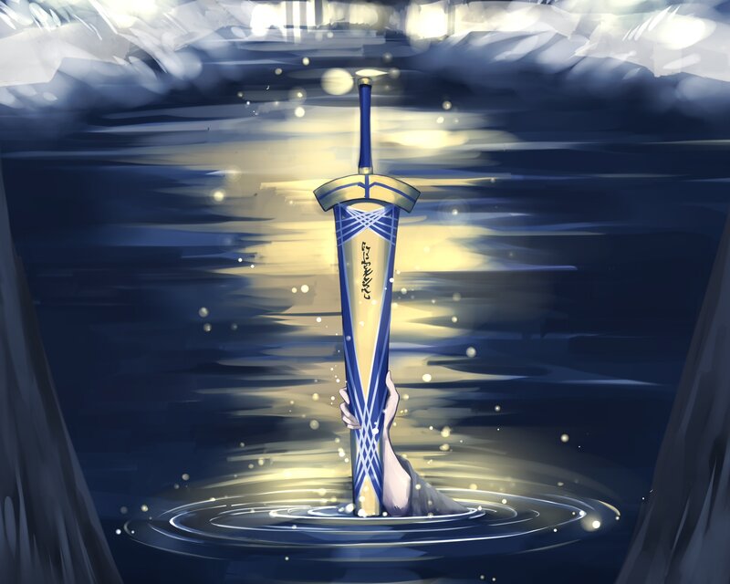 Hand Holding Sword — Blue