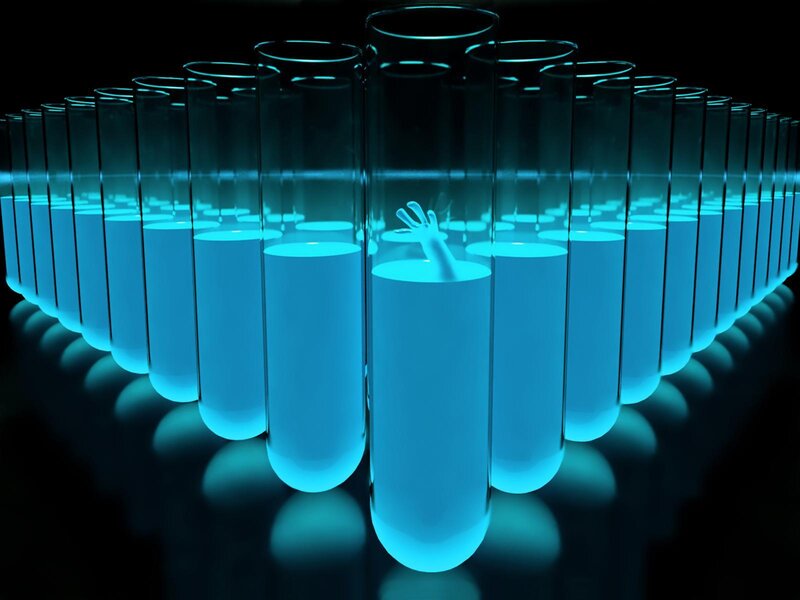 Hand in a test tube