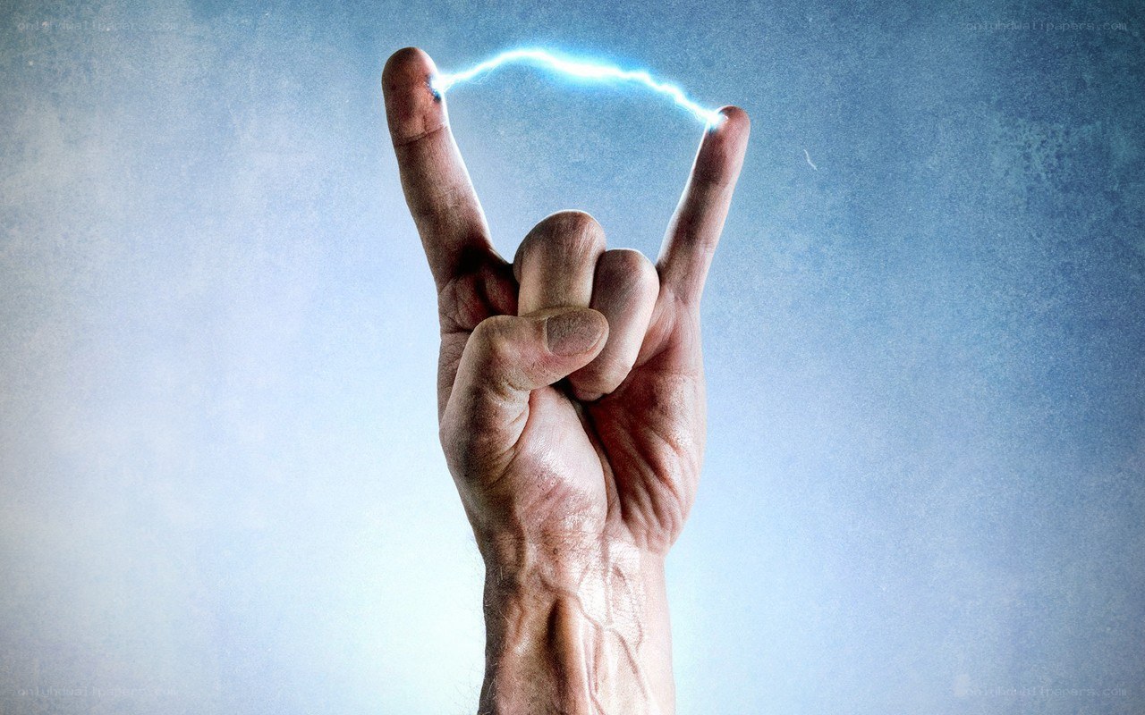 hand making lightning bolt gesture