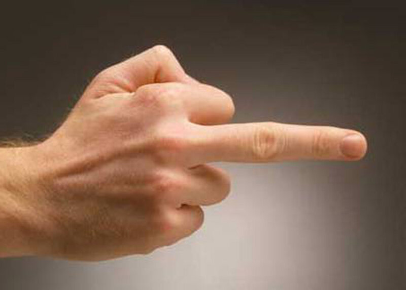 hand making middle finger gesture