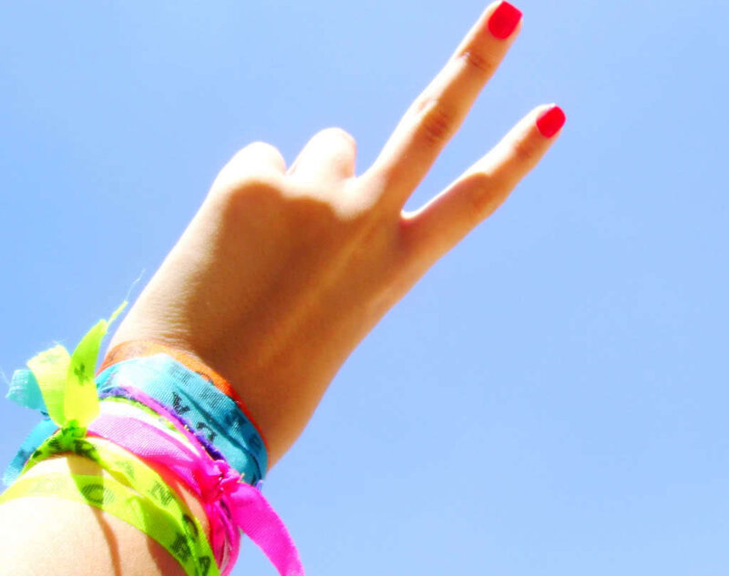 Hand Making Peace Sign — Blue