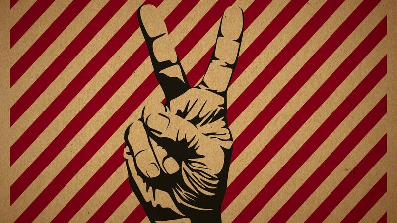 Hand Making Peace Sign — Red