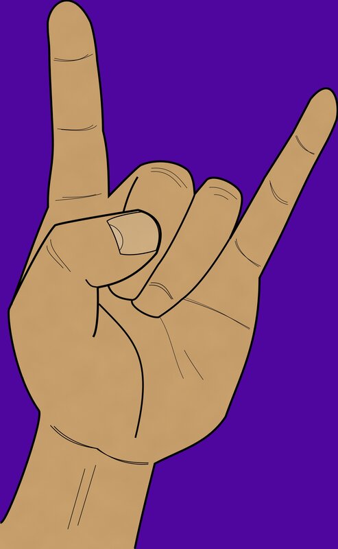 Hand Making Rock-on Gesture — Purple, Neutral