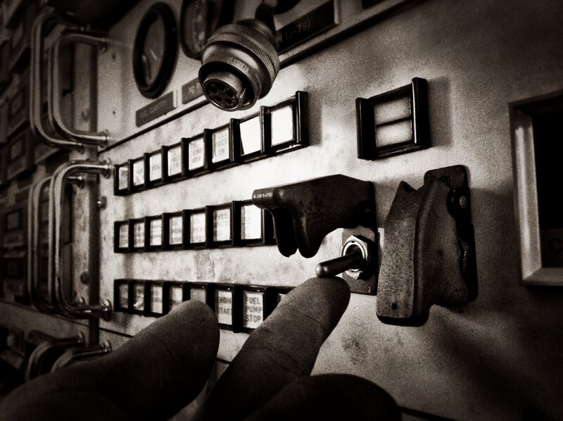 hand on control panel