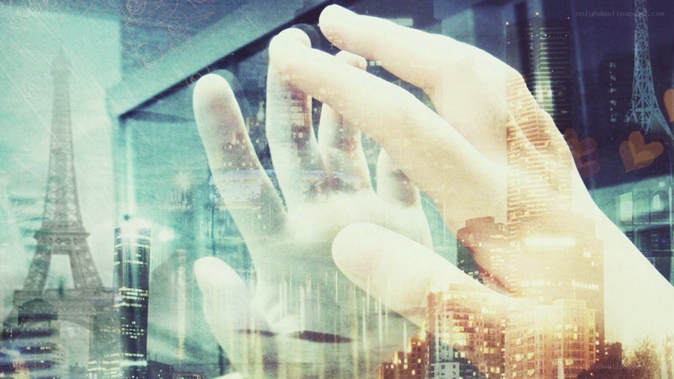 hand over cityscape overlay