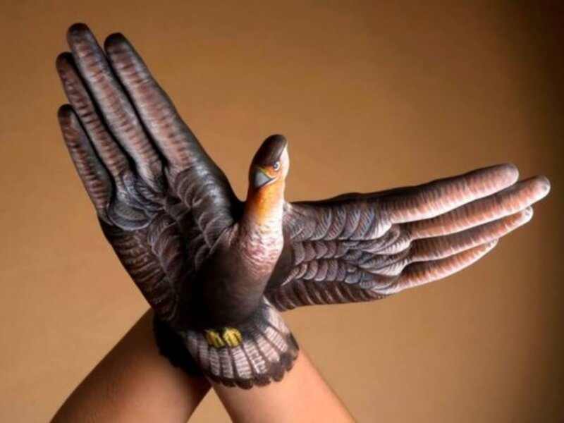 hand-painted bird art