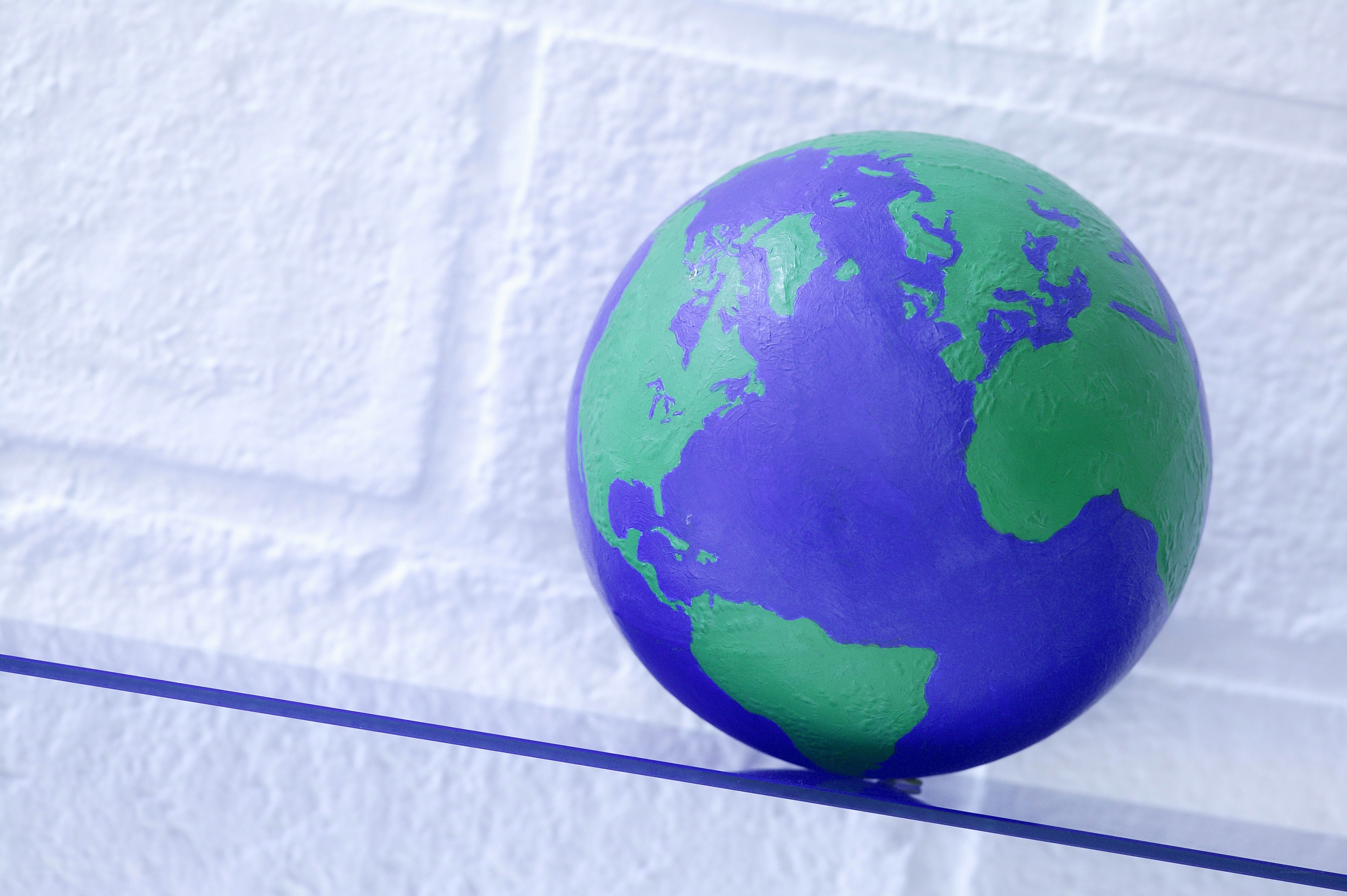 hand-painted globe on glass