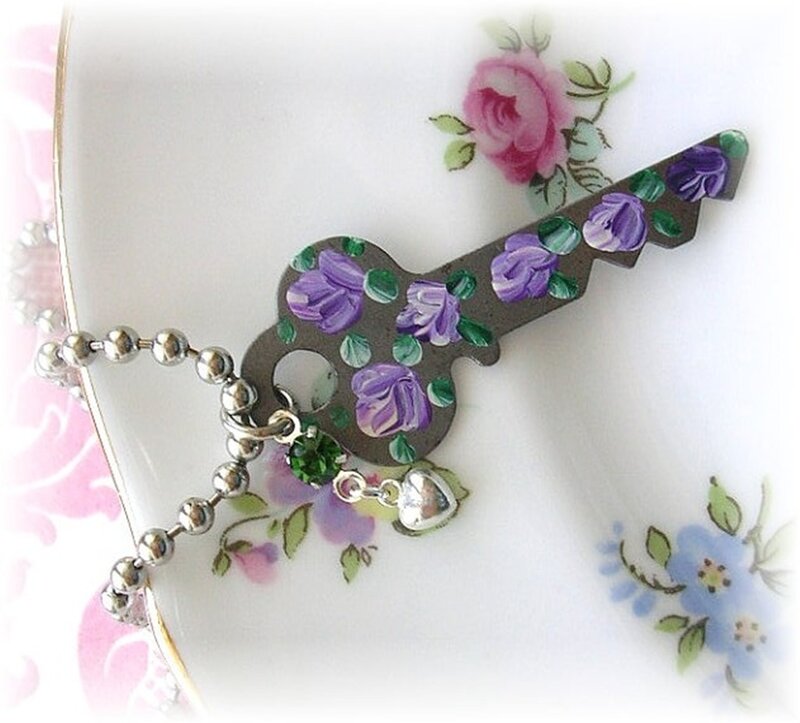 Hand-painted Key Necklace