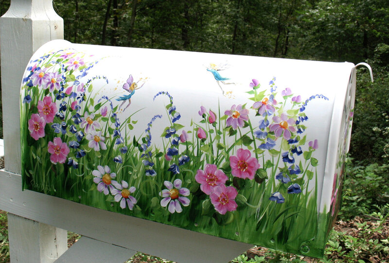 Hand-painted Mailbox — White, Whimsical