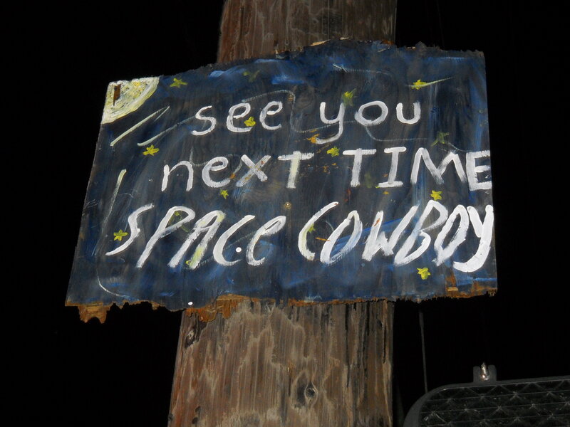 hand-painted sign with farewell message