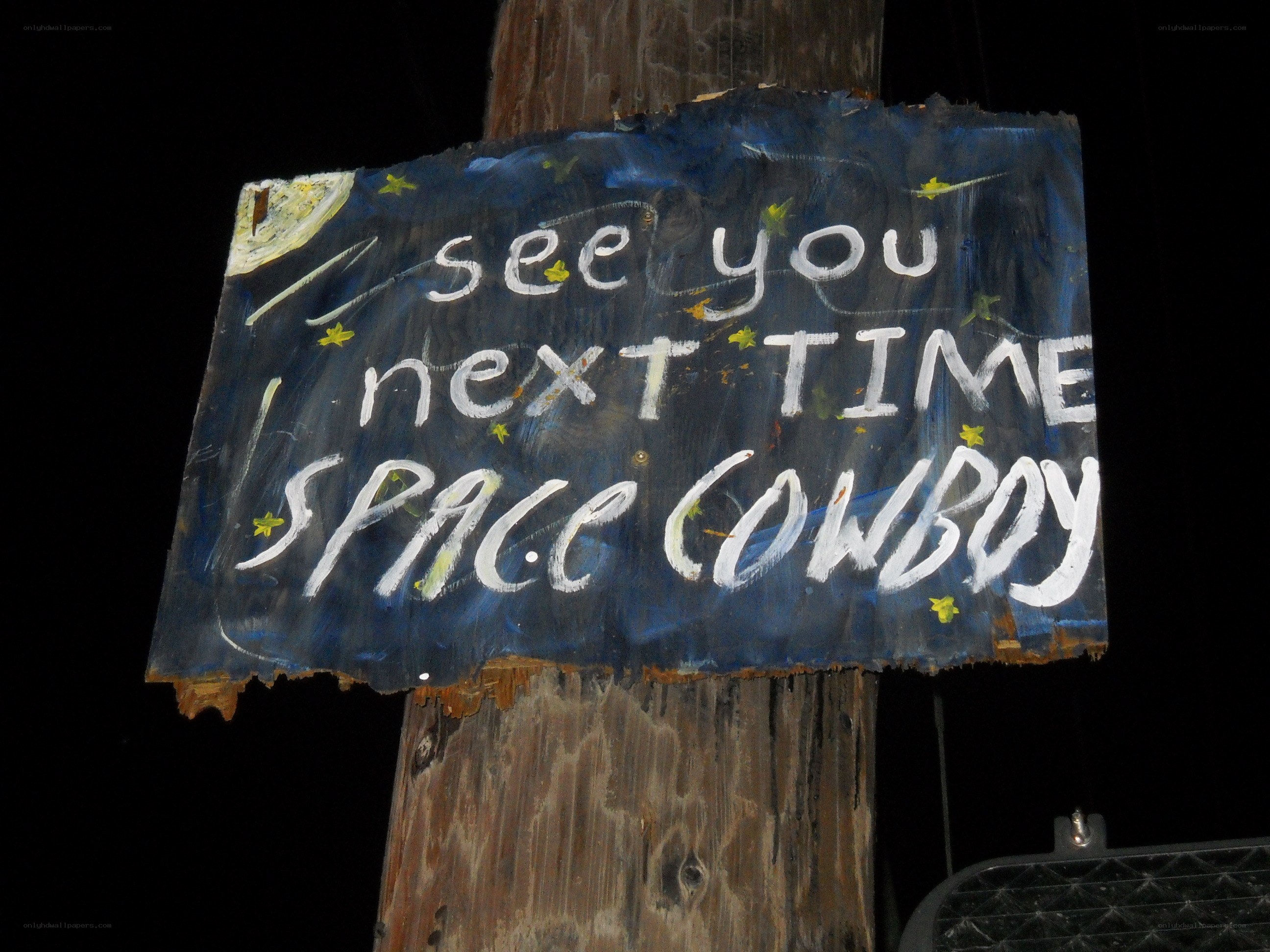 hand-painted sign with farewell message