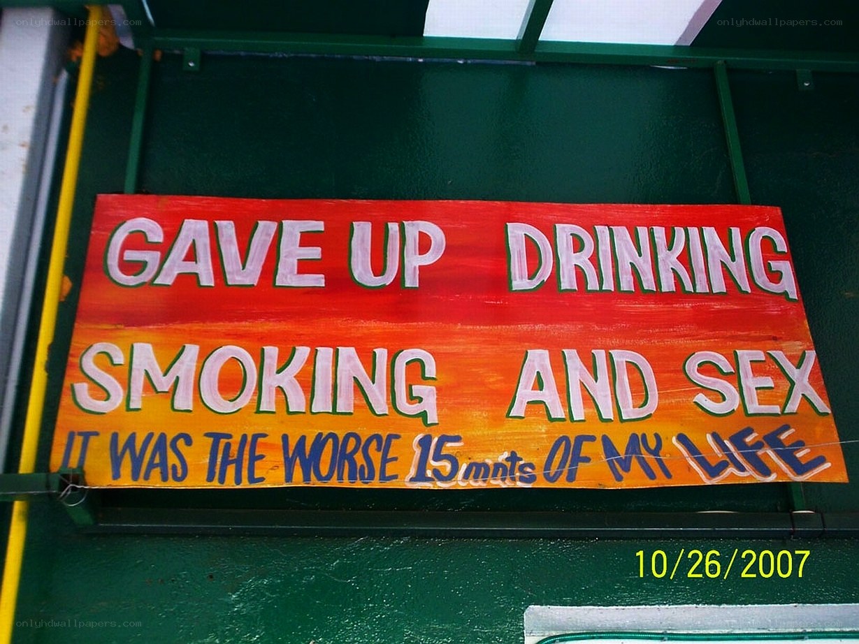 hand-painted sign with humorous message