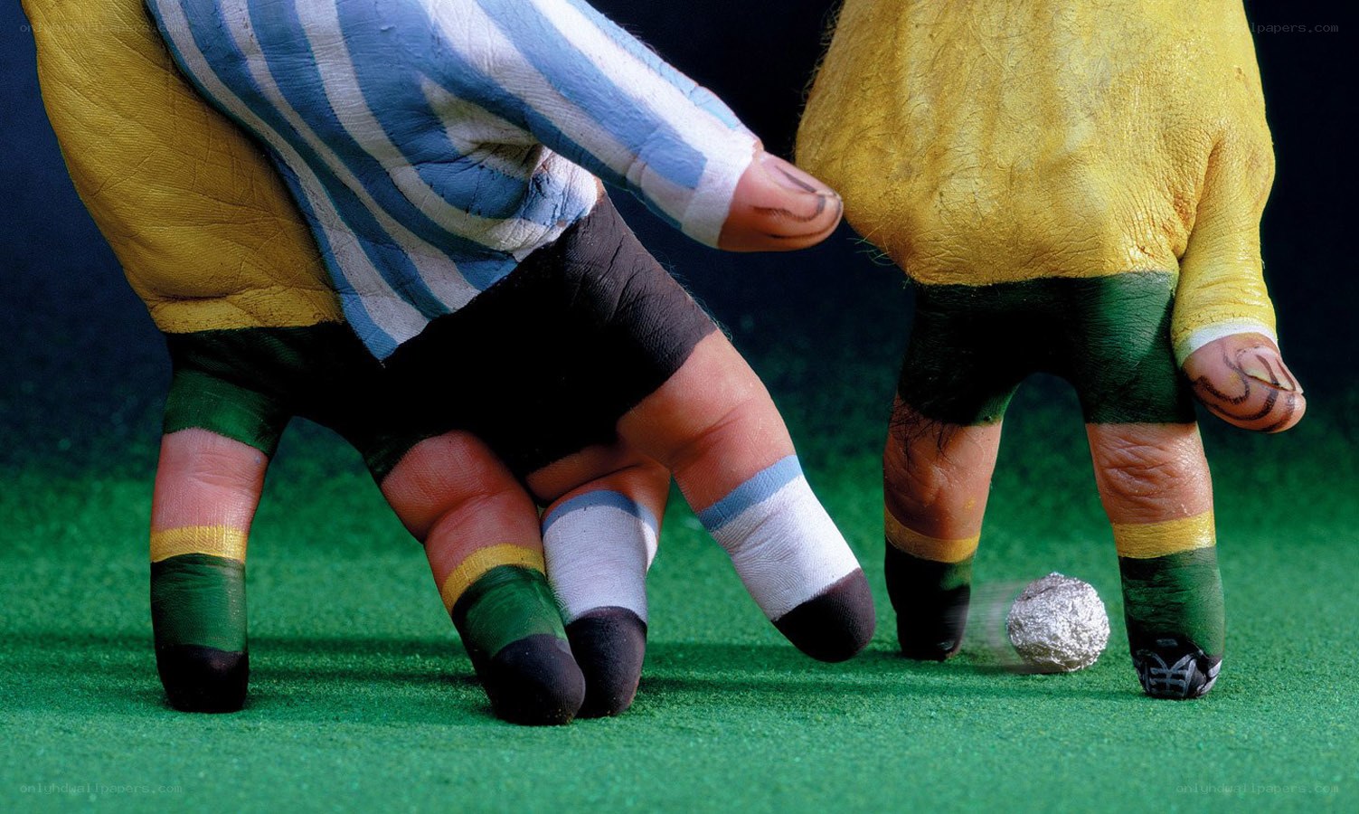 Hand-painted soccer players