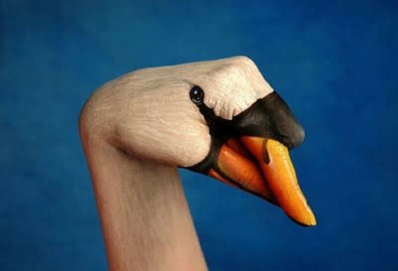 Hand-painted Swan Head — Blue