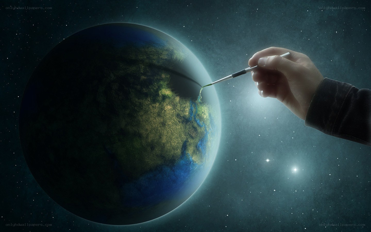 hand painting a planet