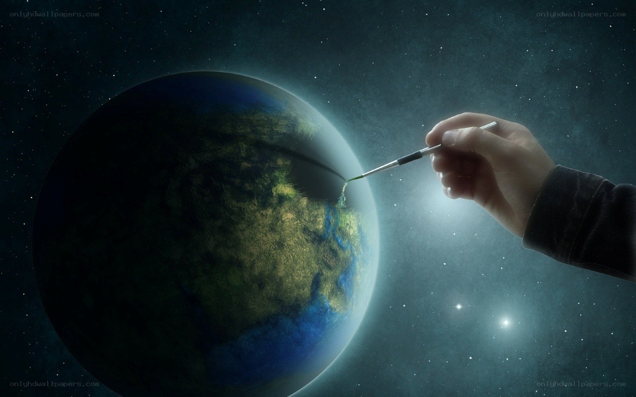 hand painting a planet