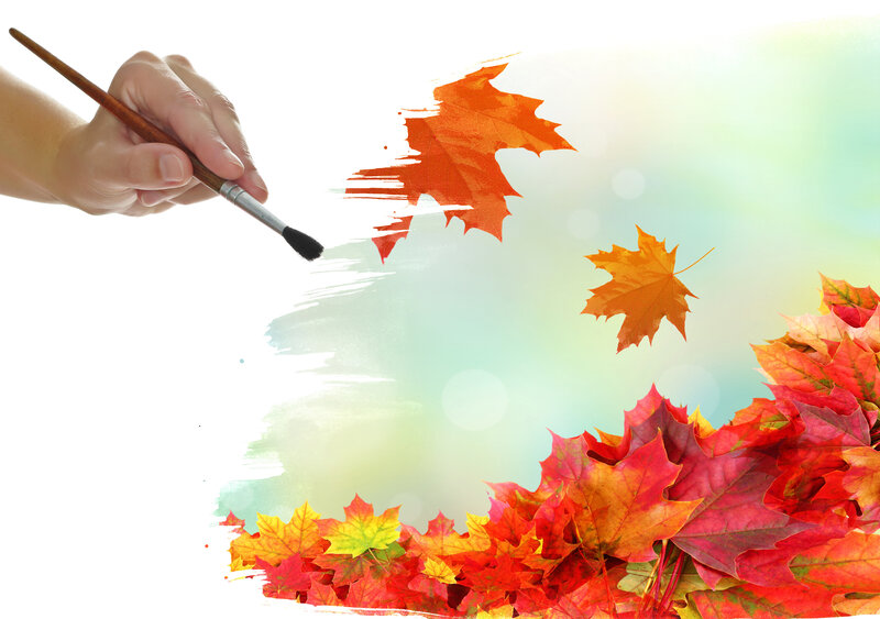 Hand Painting Autumn Leaves — Red, Calm