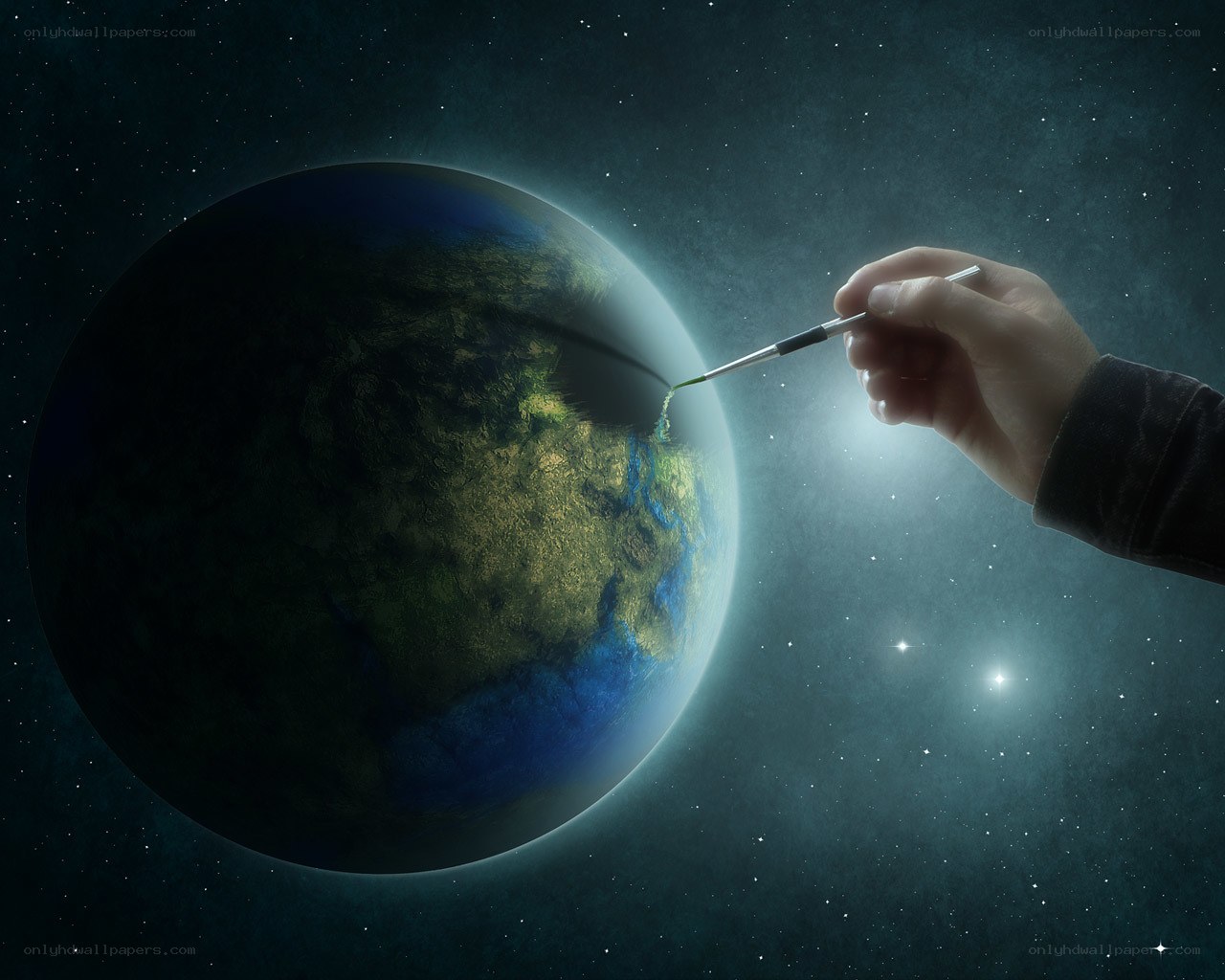hand painting earth