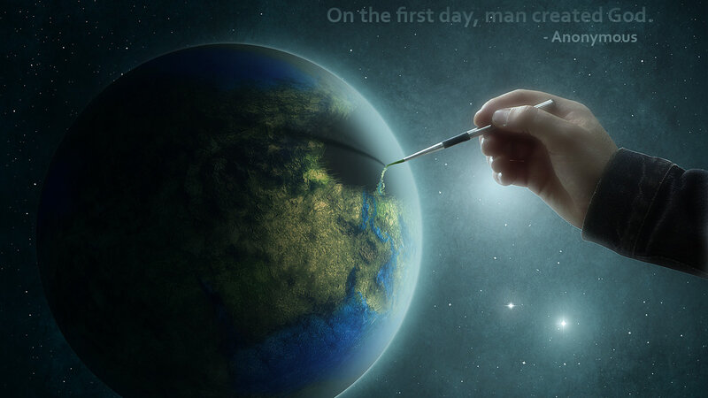 hand painting earth with brush