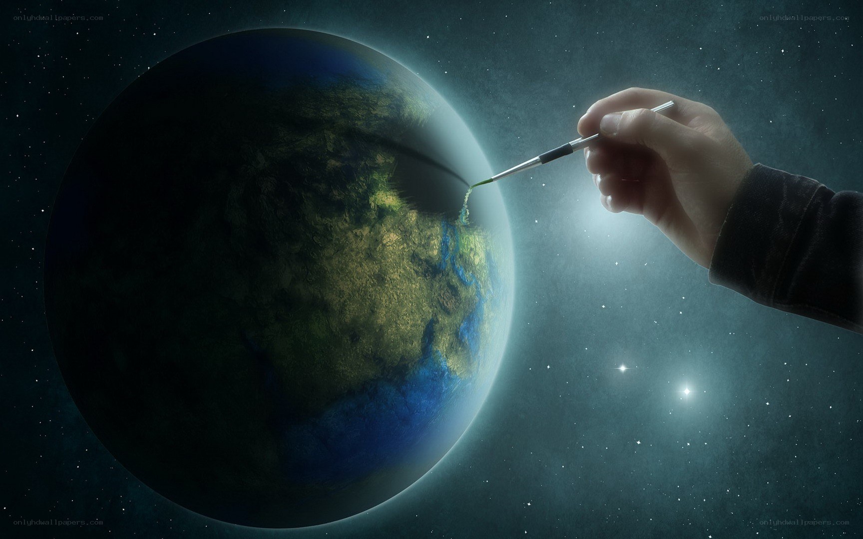 hand painting planet earth