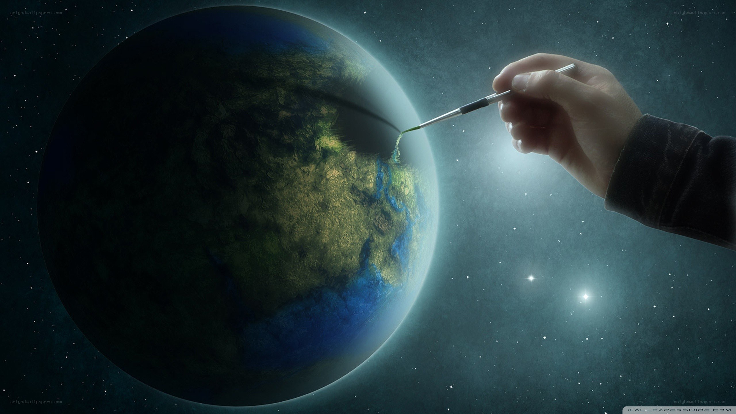 hand painting planet earth