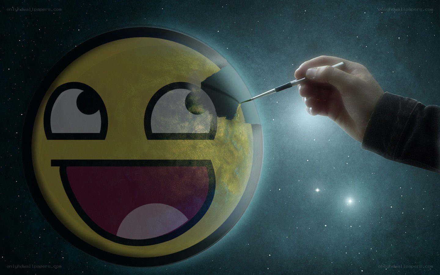 hand painting smiley planet