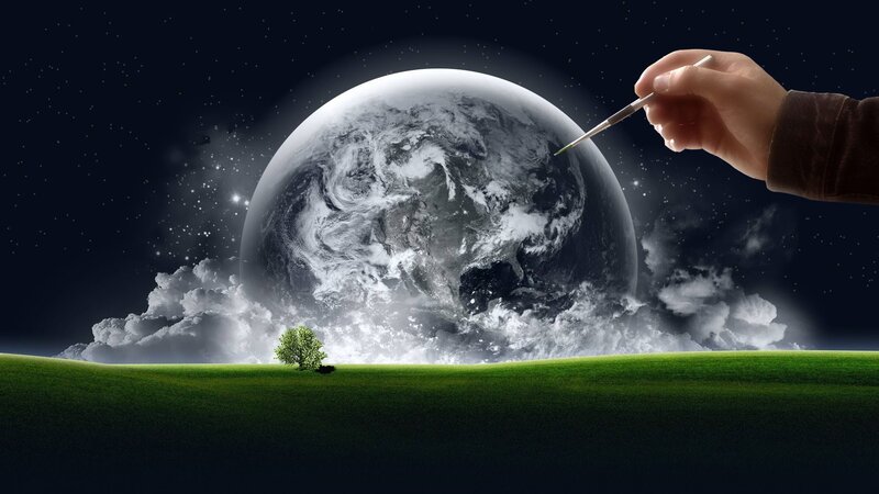 hand painting the earth