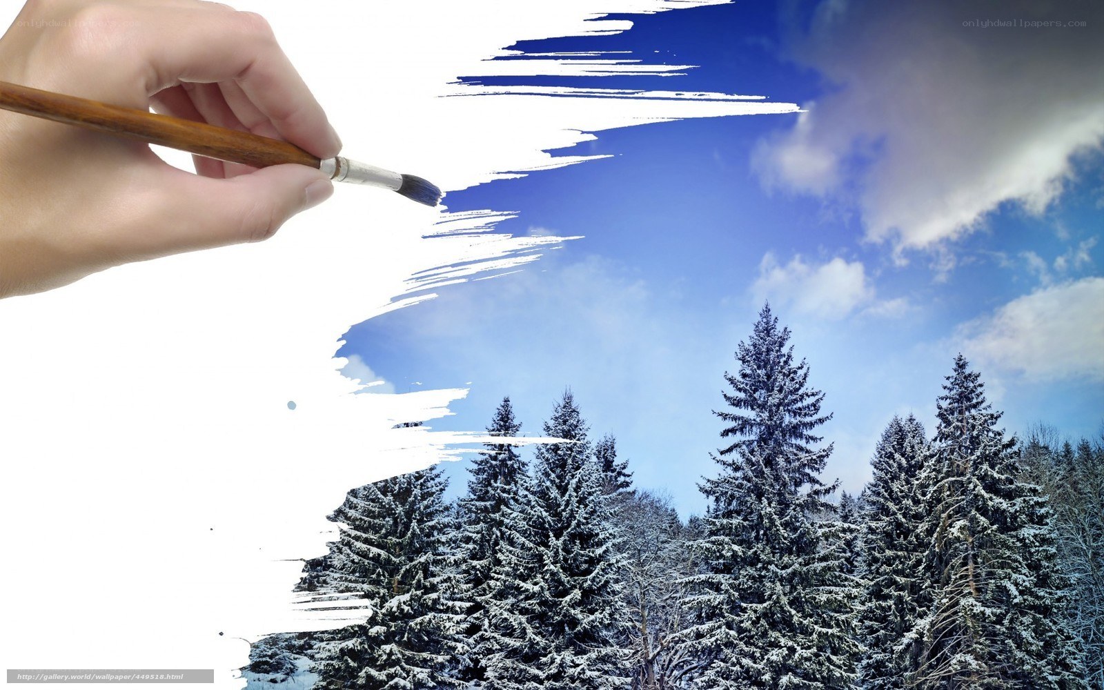 hand painting winter scene