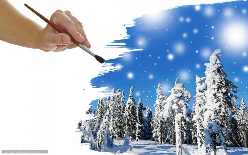 hand painting winter scene