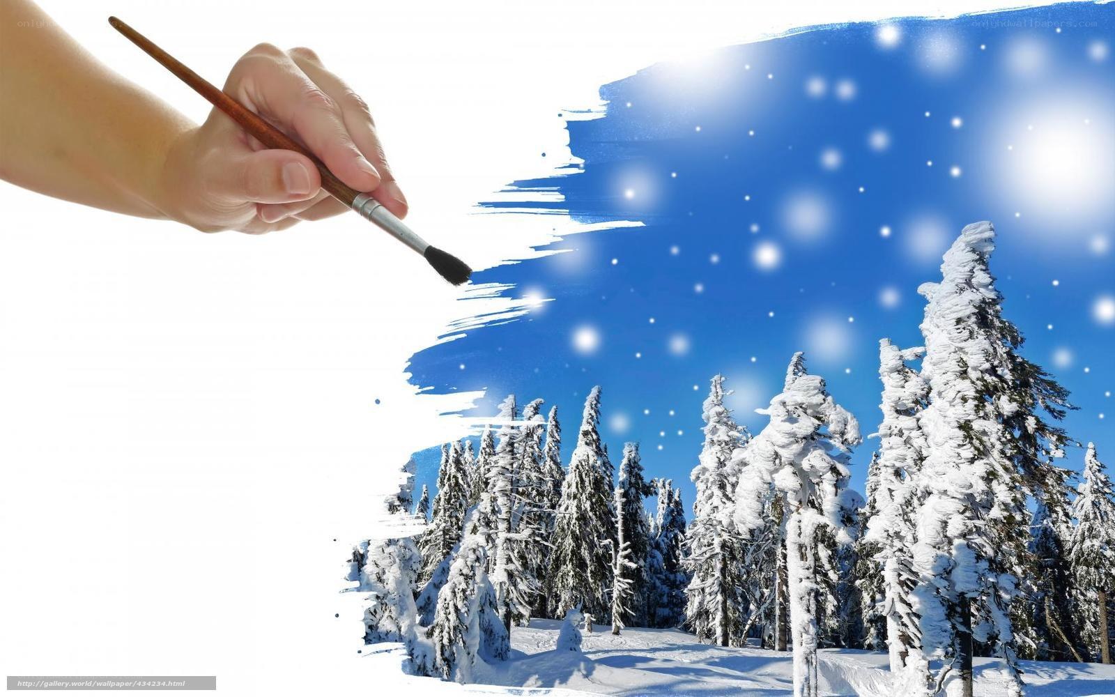 hand painting winter scene
