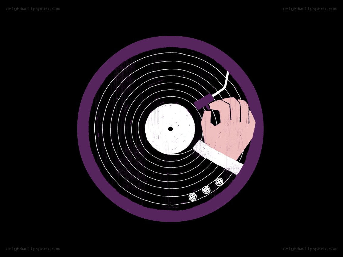 hand placing record on turntable
