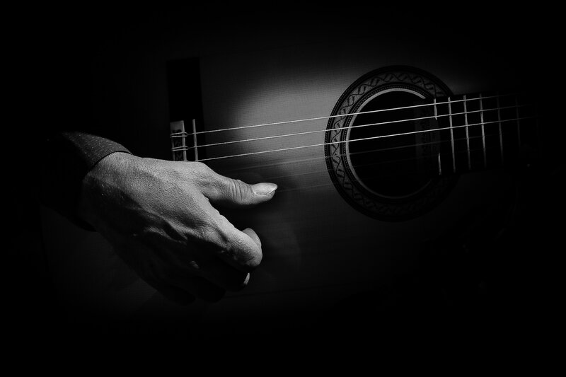 Hand Playing Guitar — Black