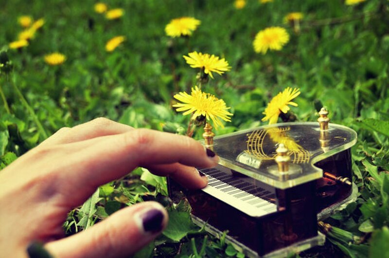 Hand Playing Miniature Piano